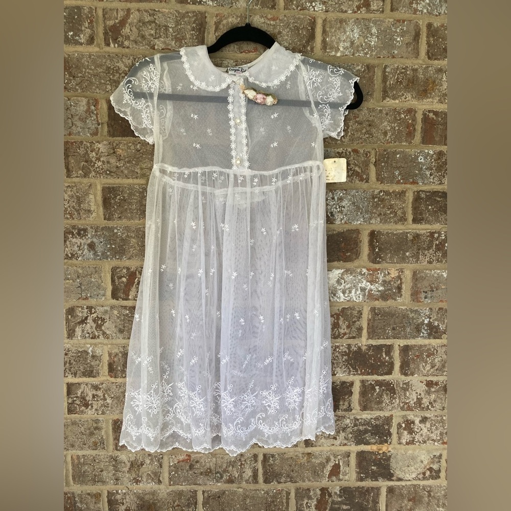 Crayon Kids white lace dress size 5/6 vintage new with tags